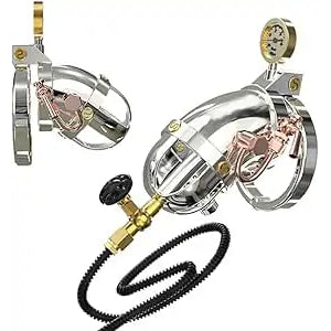 Steampunk Stainless Steel Chastity Cage with Urethral Tube