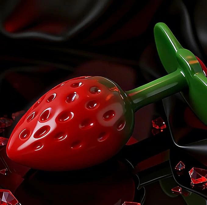 Strawberry Metal Jewel Butt Plug