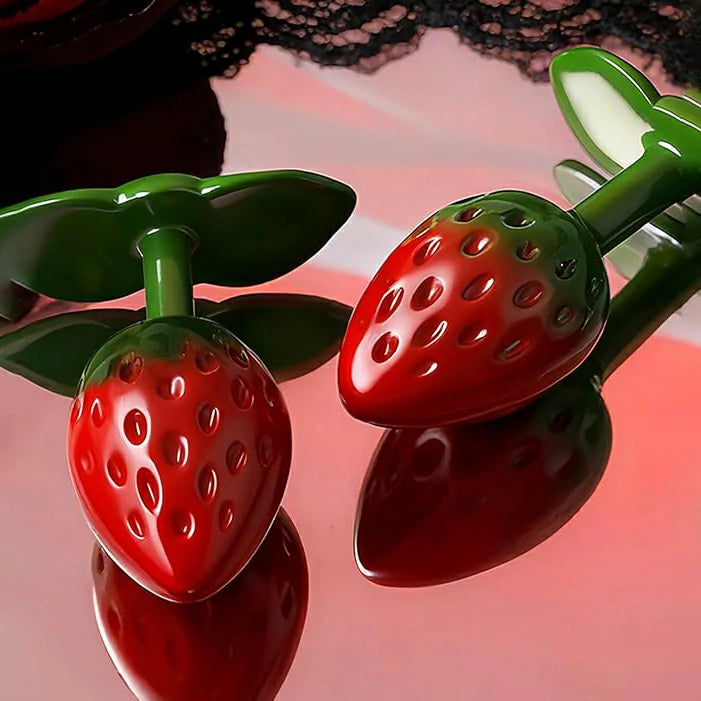 Strawberry Metal Jewel Butt Plug