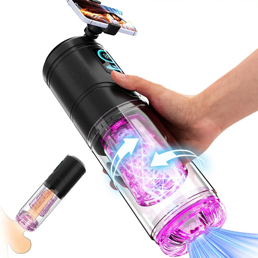 Telescopic Rotating Suction Masturbator with Bracket