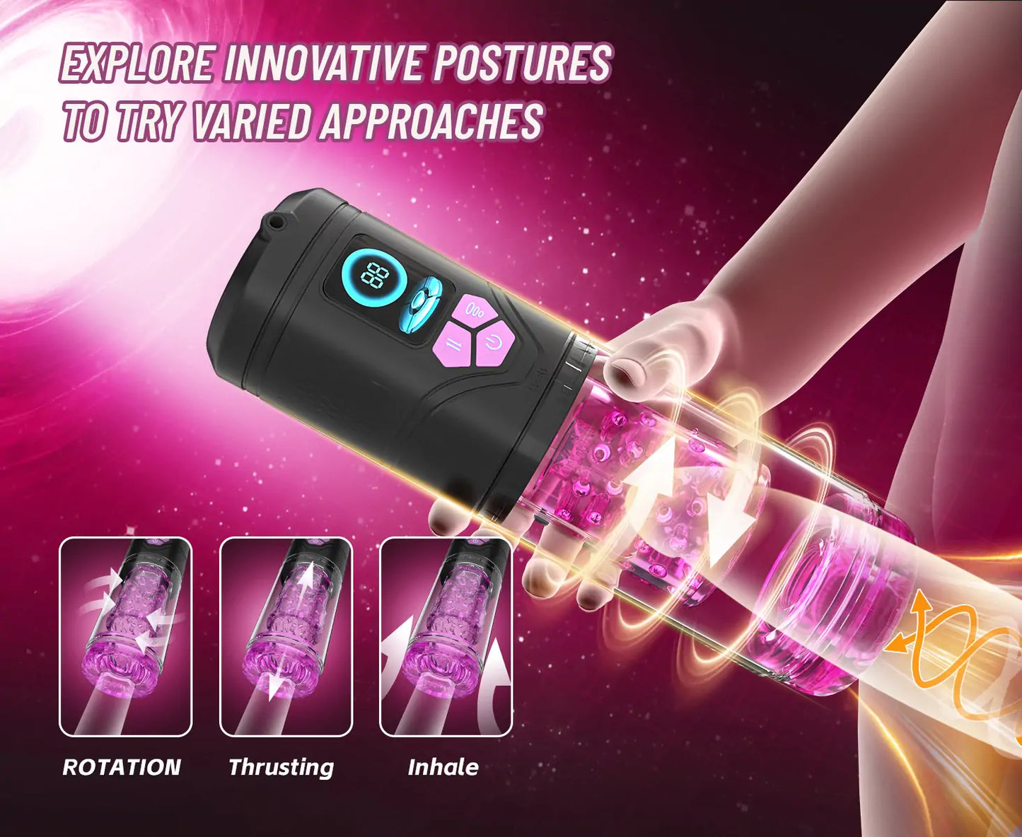 Telescopic Rotating Suction Masturbator with Bracket