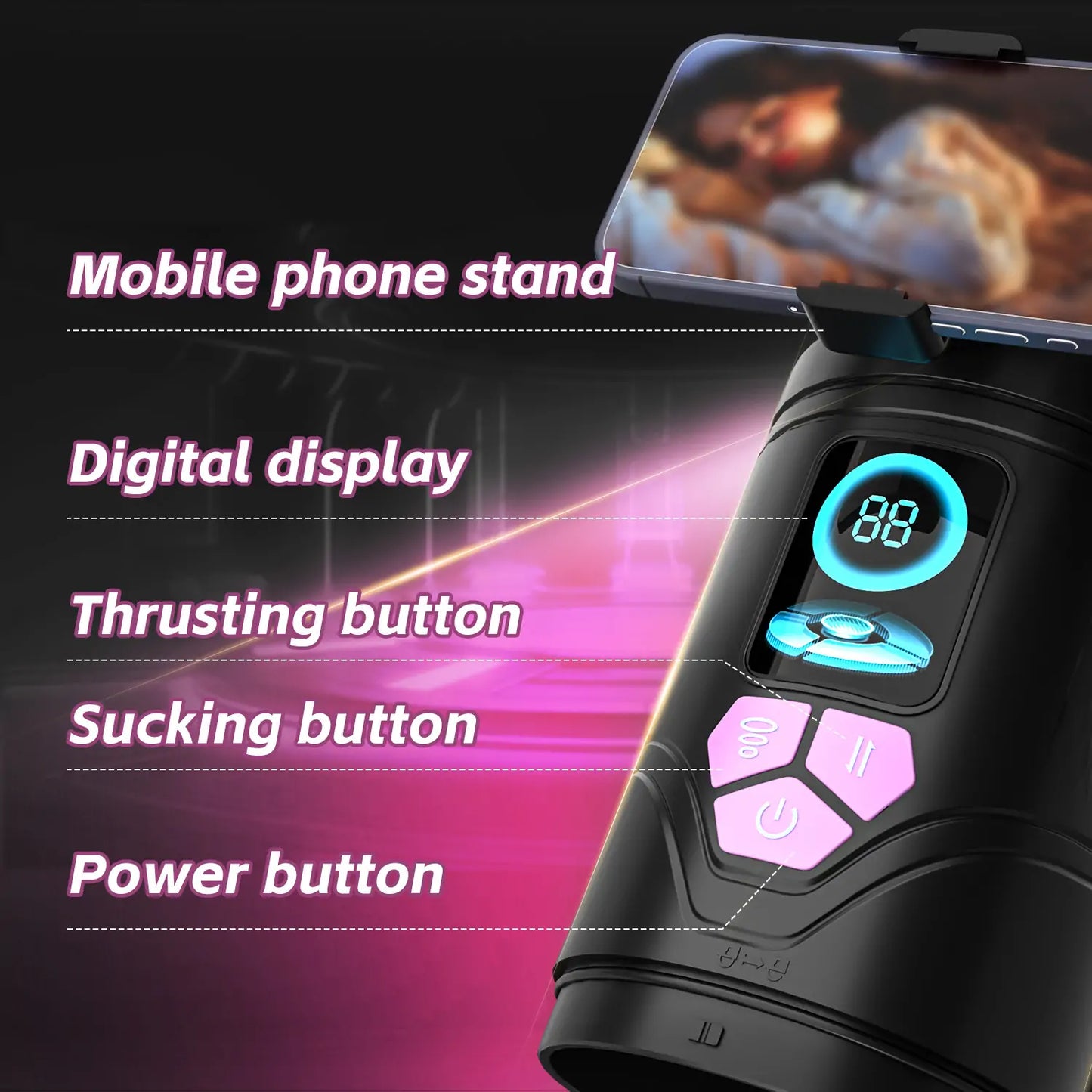Telescopic Rotating Suction Masturbator with Bracket