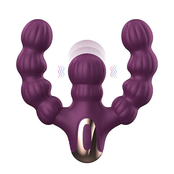 Three-Headed Beaded Vibrating Butt Plug