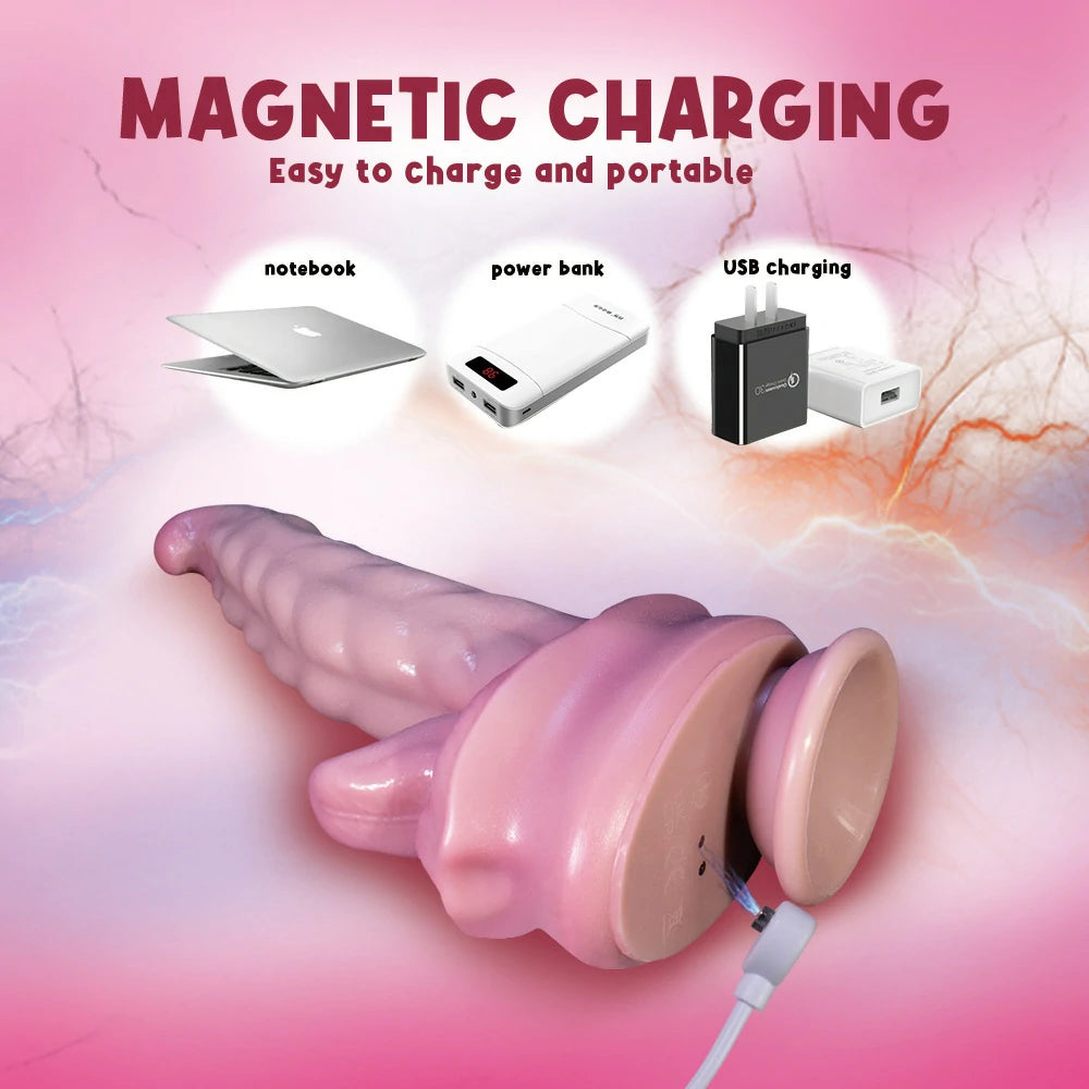 Thrusting Tongue Dildo Vibrator 8.4 Inches