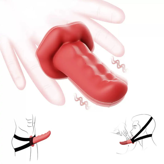 Tongue Shaped Finger Vibrator with Strap