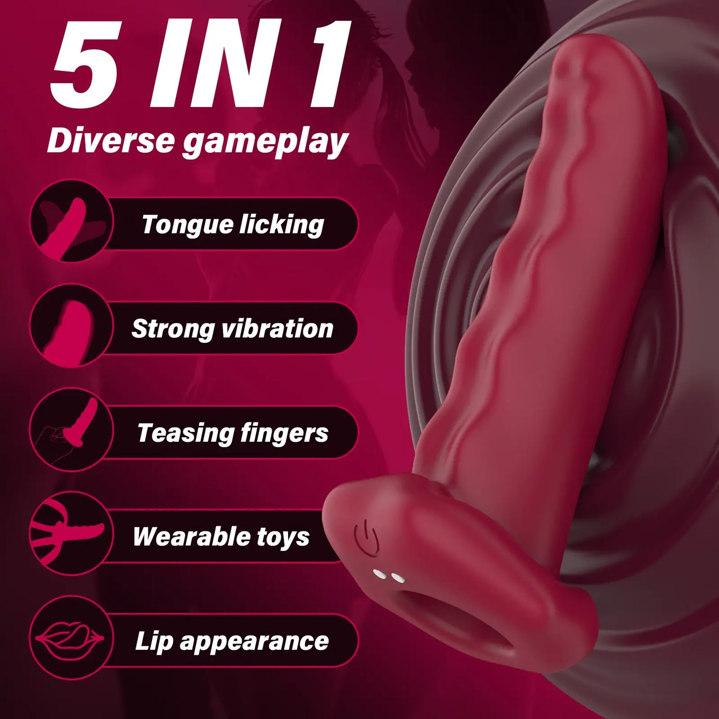 Tongue Shaped Finger Vibrator with Strap