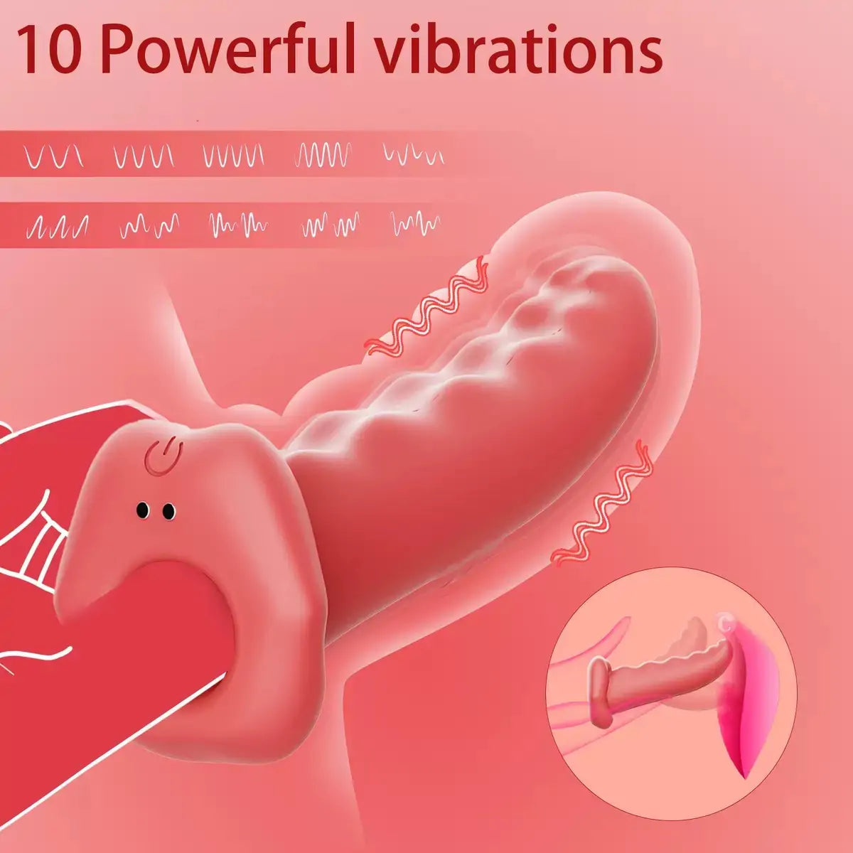 Tongue Shaped Finger Vibrator with Strap