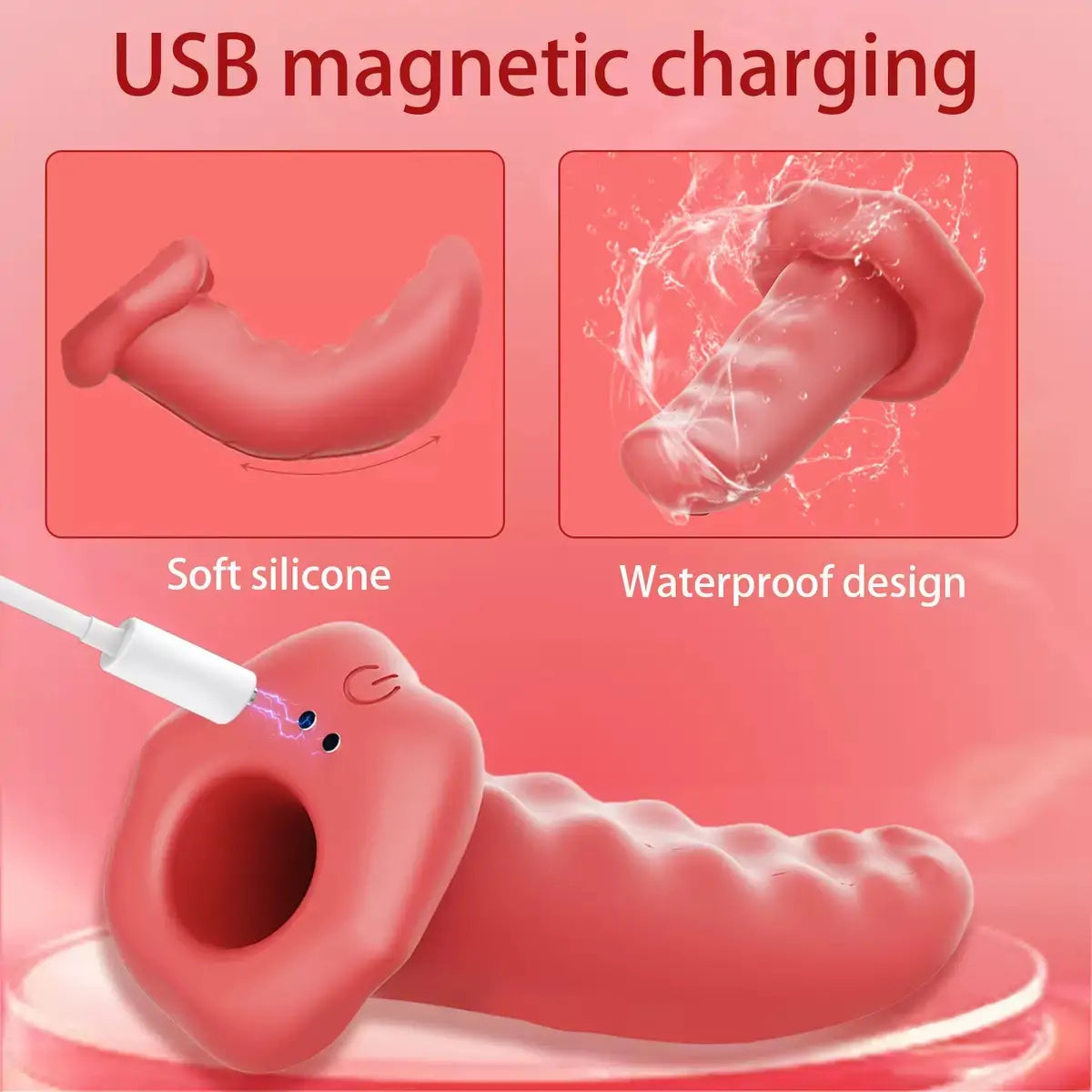 Tongue Shaped Finger Vibrator with Strap
