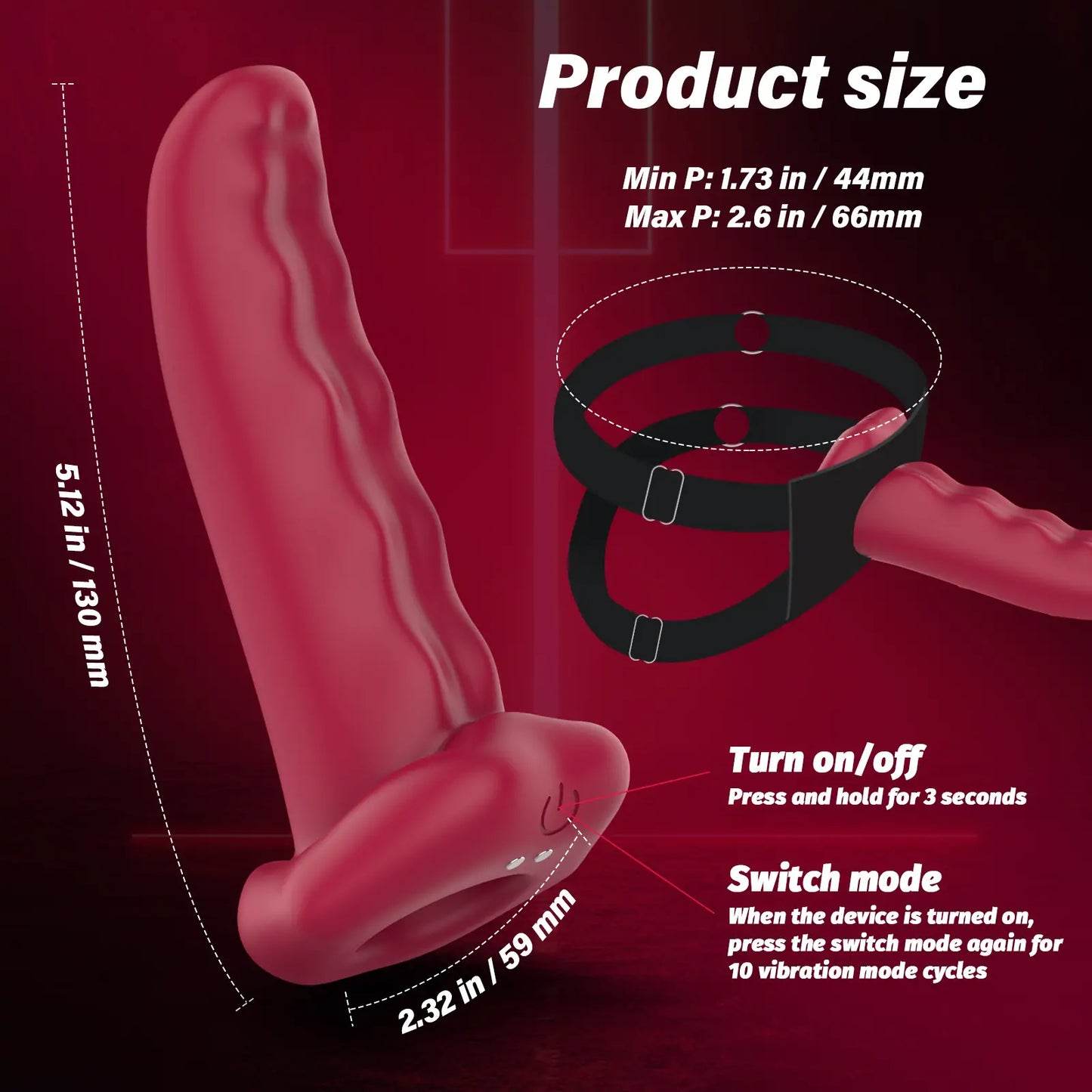 Tongue Shaped Finger Vibrator with Strap