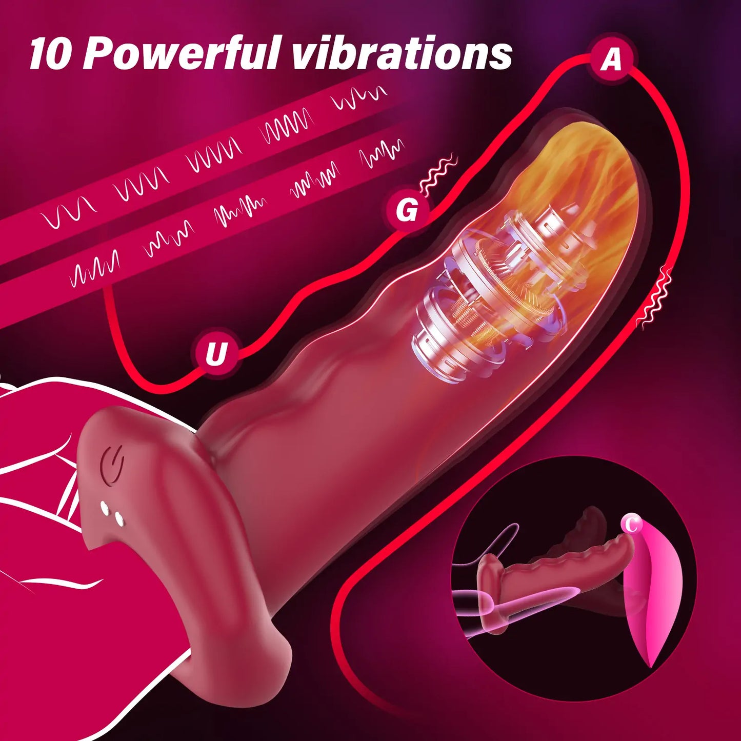 Tongue Shaped Finger Vibrator with Strap
