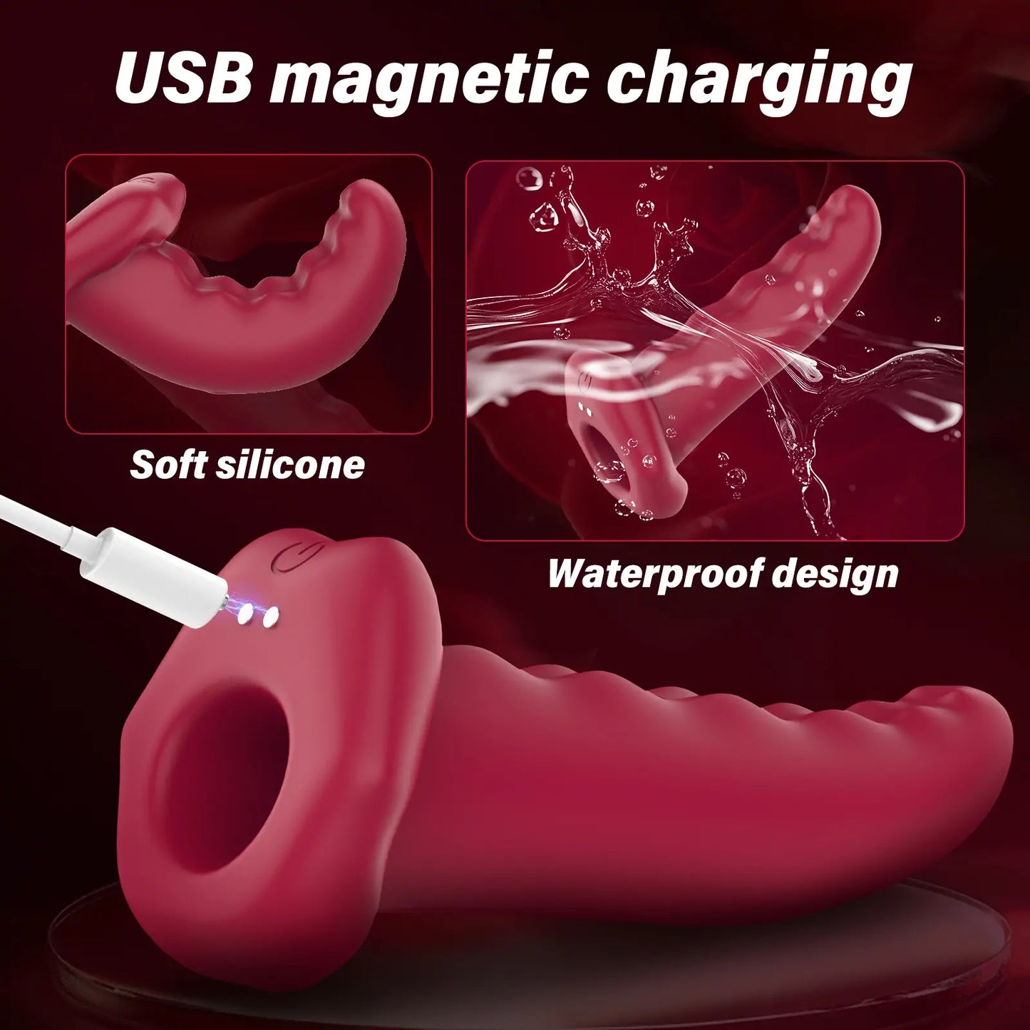 Tongue Shaped Finger Vibrator with Strap