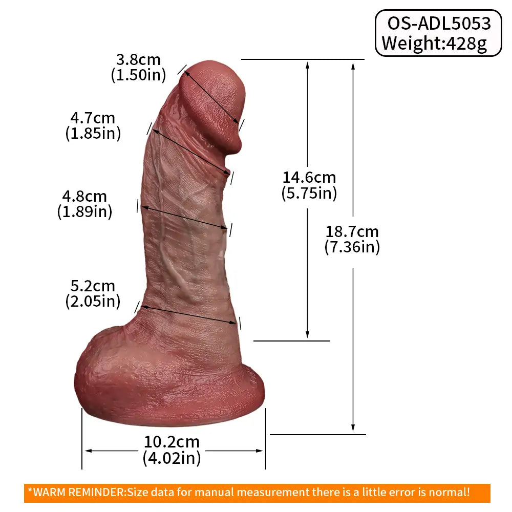 Triple Density Silicone Dildo 7.3 Inches