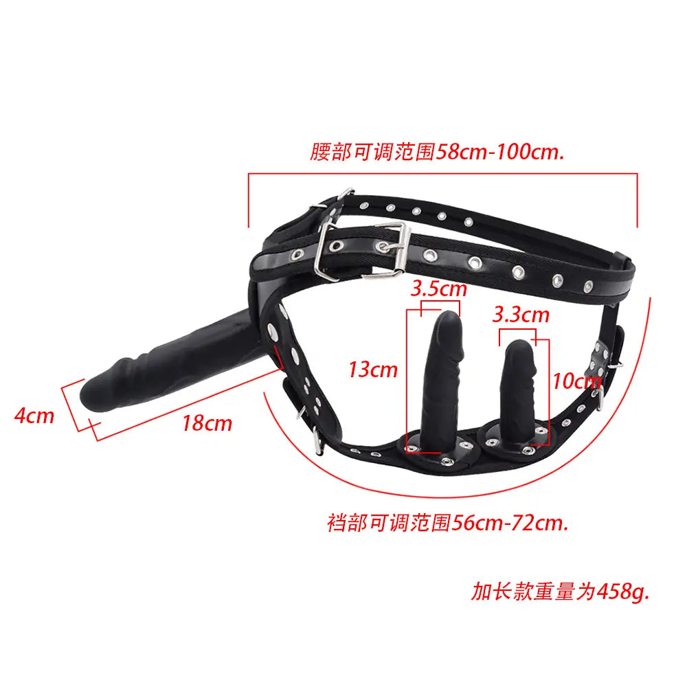 Triple Strap On Dildo — Detachable Set