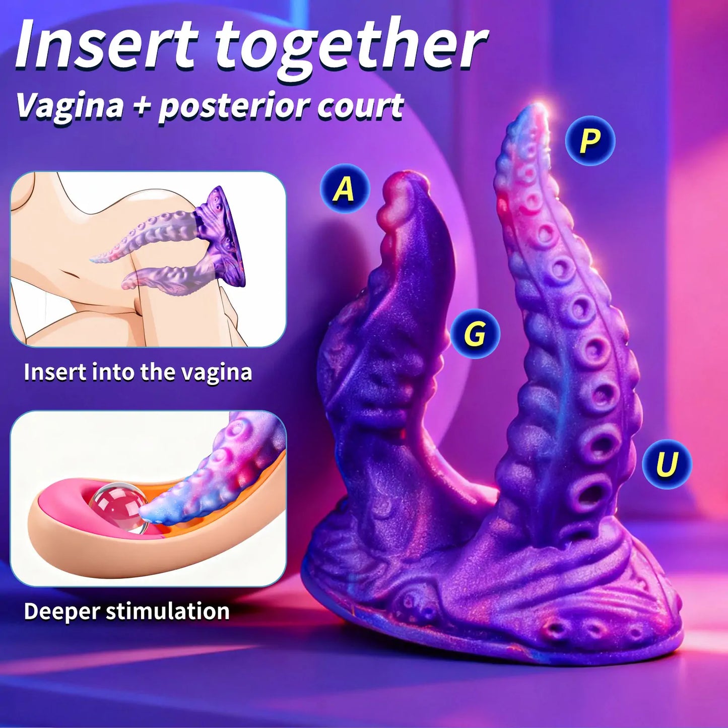 Twin Tentacle Fantasy Monster Dildo 8 Inches