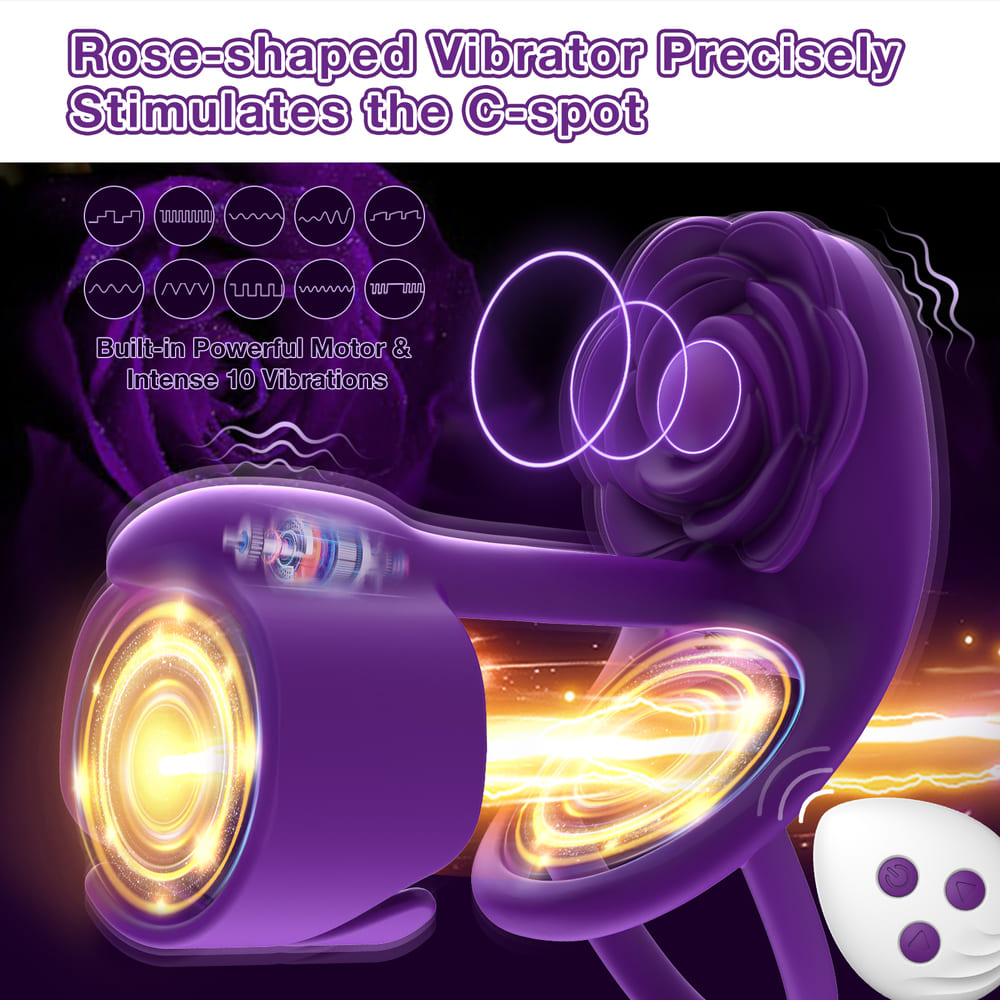 Vexar - 3 IN 1 Vibrating Penis Ring - Rose Clitoral Vibrator with Wireless Remote