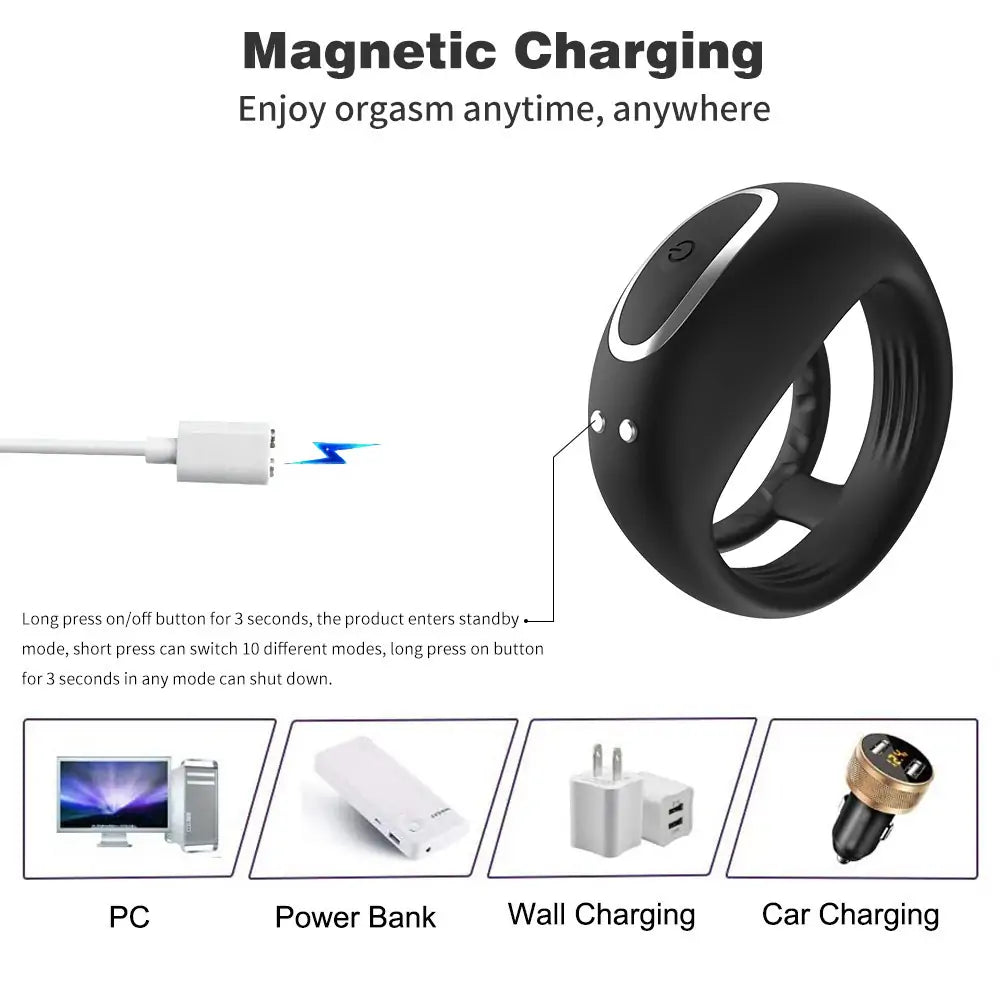 Vibration Cock Double Ring Couple Pleasure