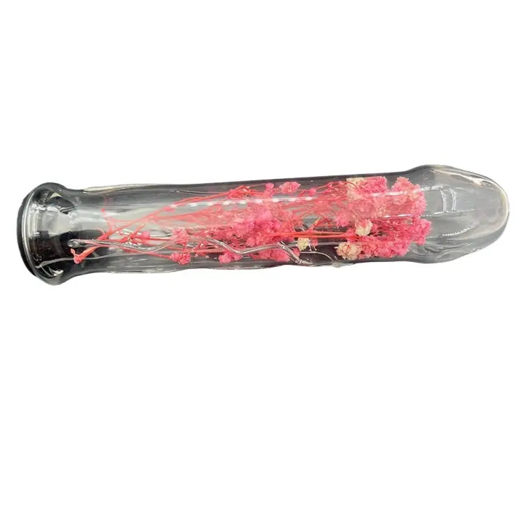 Water-Fillable Flower Glass Dildo 7.8 Inches