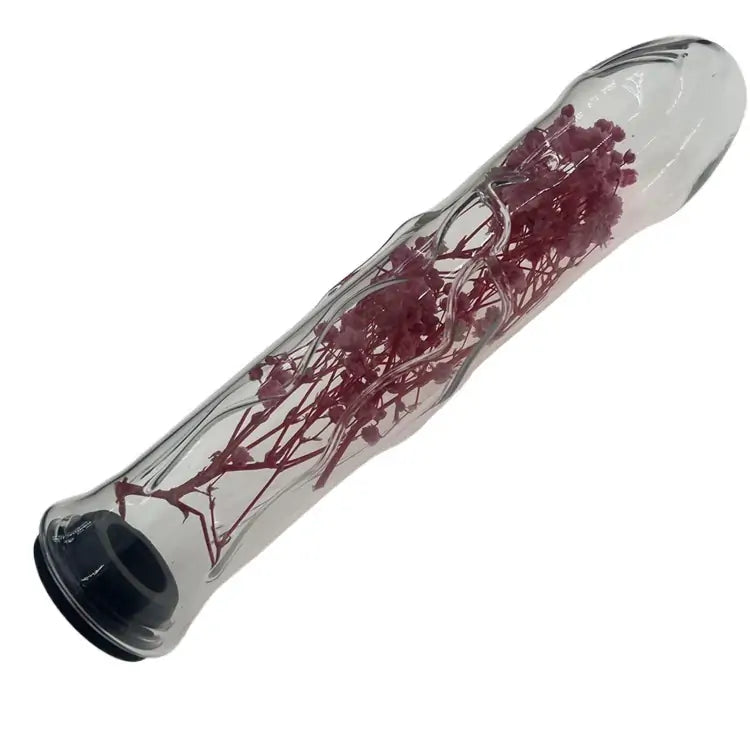 Water-Fillable Flower Glass Dildo 7.8 Inches