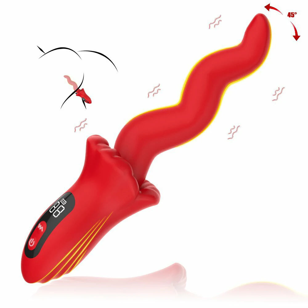 Wave Motion Tongue Vibrator Wand – Smart Display Multi-Mode Vibrator