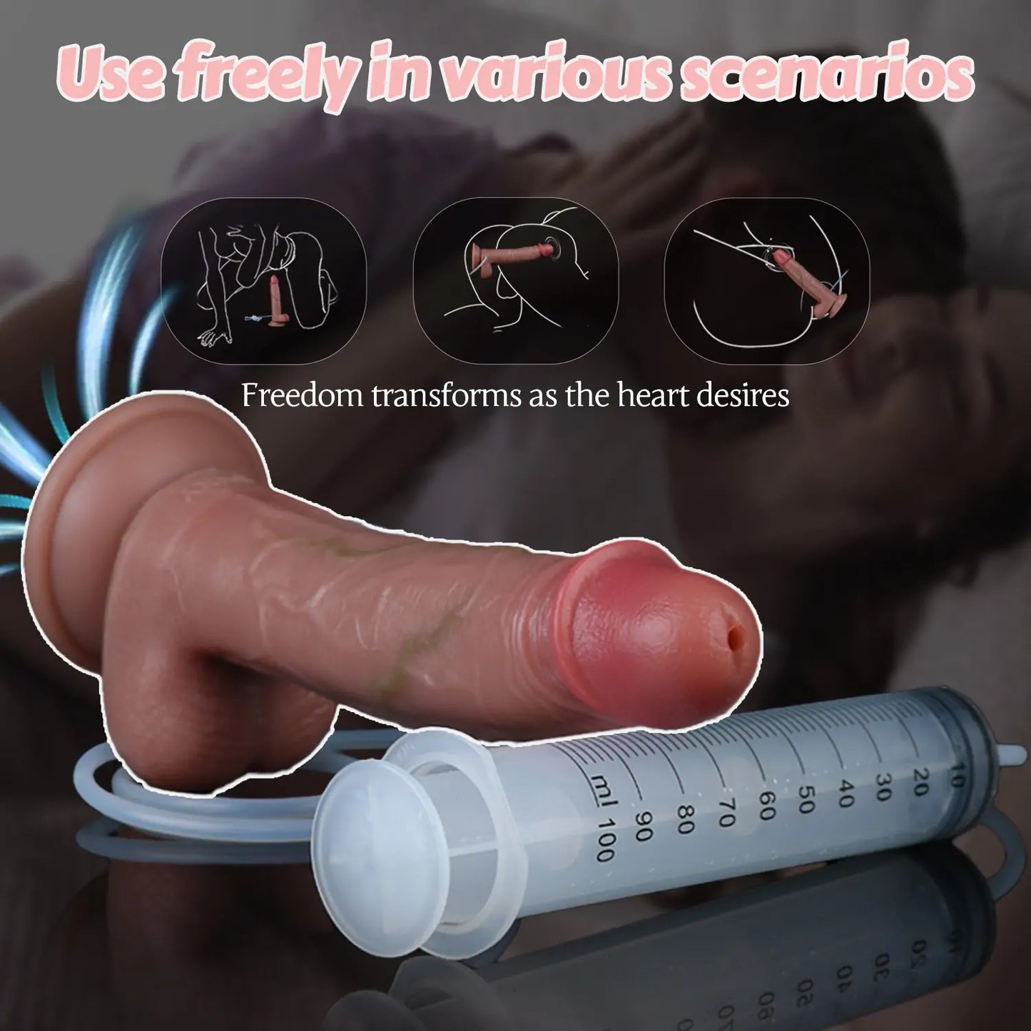 Wearable Double-Layer Squirt Dildo 8 Inches