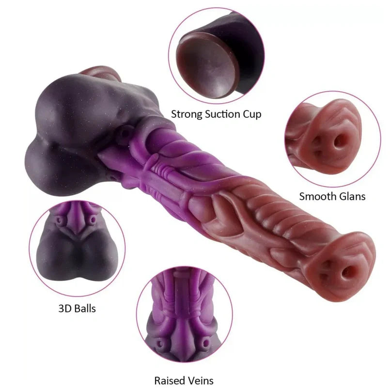 Insertable Fantasy Realistic Horse Dildo with Suction Cup – Purple Silicone G-Spot Stimulation Sex Toys for Women