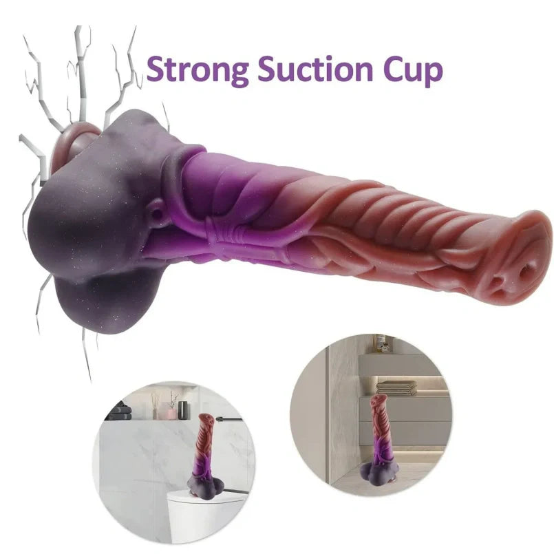 Insertable Fantasy Realistic Horse Dildo with Suction Cup – Purple Silicone G-Spot Stimulation Sex Toys for Women