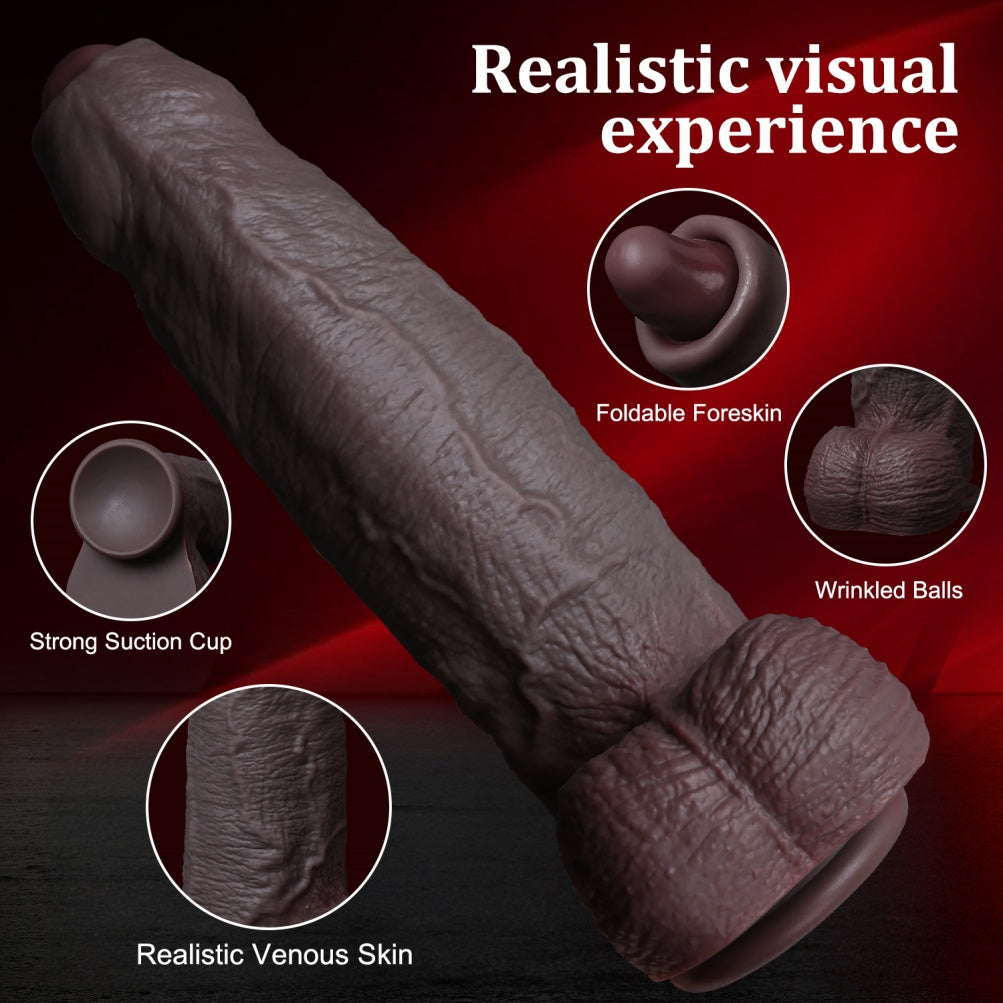 Giant Fantasy Realistic Dildo with Suction Cup - Black Silicone for Women Masturbating