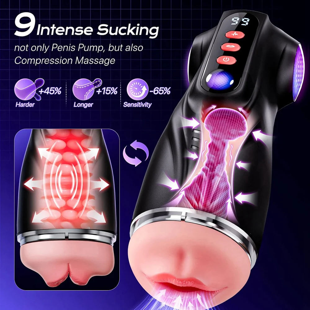 Xinghaoya Realistic Male Blowjob Stroker - Smart APP Control with 9 Vibration & 9 Suction Modes