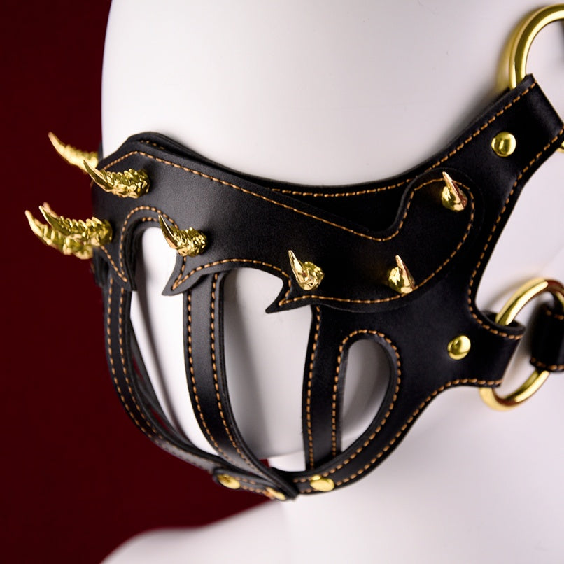 Strapon BDSM Fantasy Mask Bettie Bondage - Couples Sex Black Leather Gear