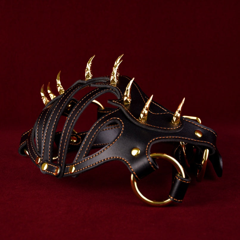 Strapon BDSM Fantasy Mask Bettie Bondage - Couples Sex Black Leather Gear