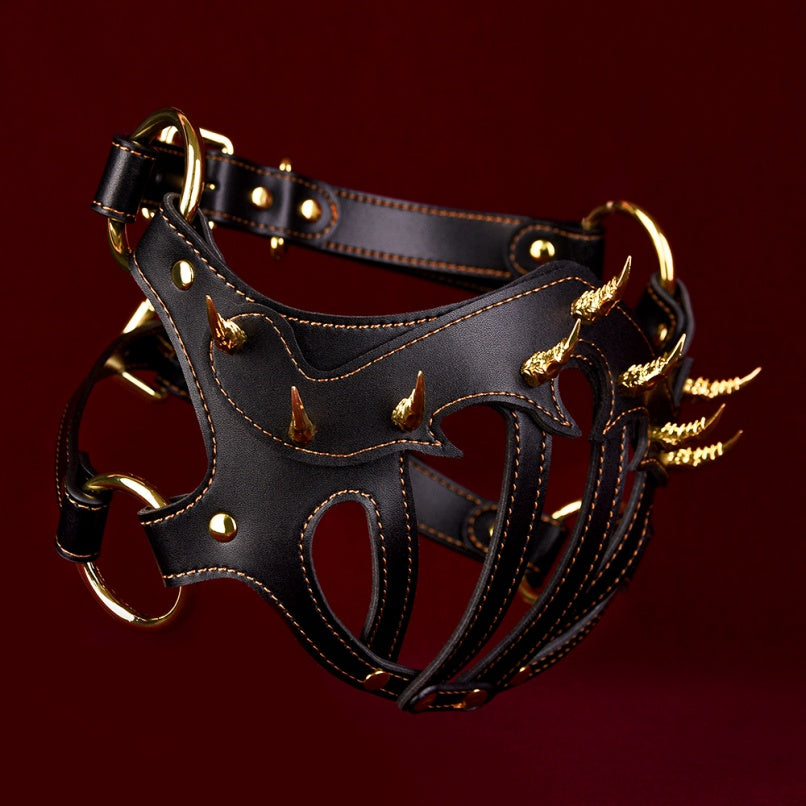 Strapon BDSM Fantasy Mask Bettie Bondage - Couples Sex Black Leather Gear