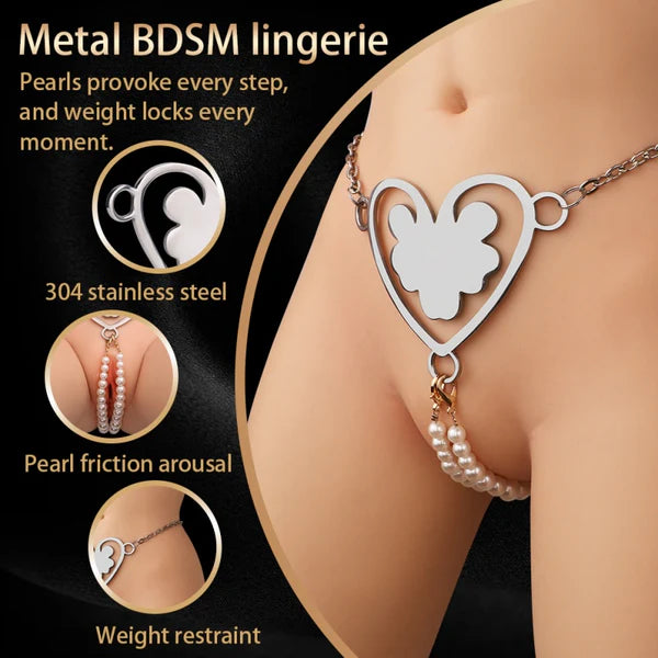 Women’s Pearl Bondage Panties - Clit Stimulator BDSM Toy