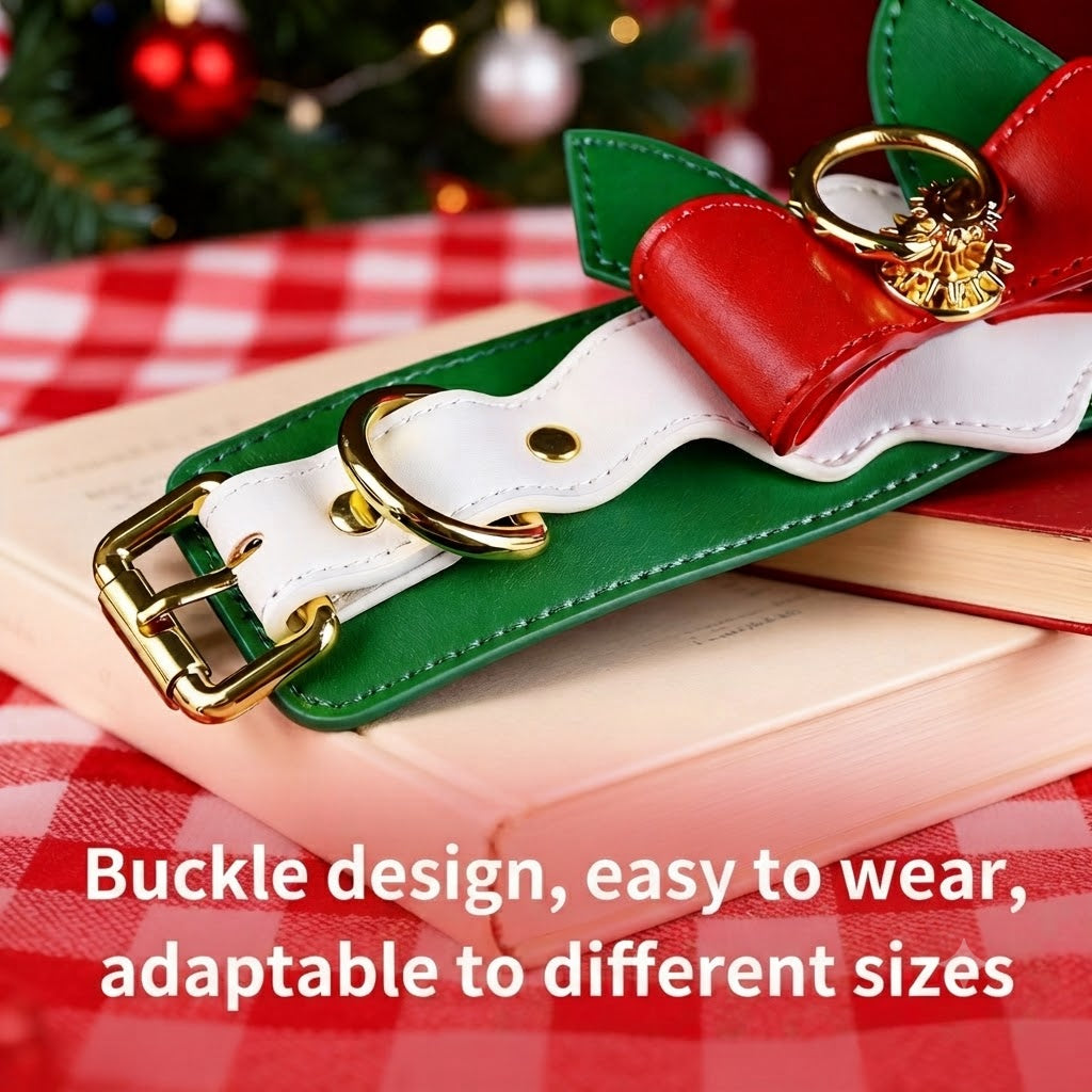 Festive Christmas Bow Leather Handcuffs & Leg Cuffs Restraint Set