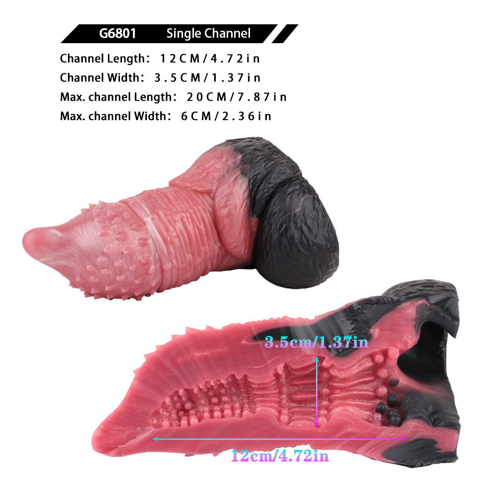 Fantasy Pocket Pussy Penis Sleeve - Tiger Animal Dildo Dual-action Knotted Masturbation