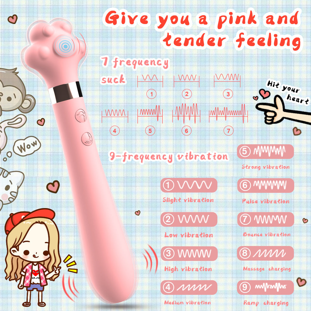 Cute Cat Paw 7 Flapping Clitoral G Spot Vibrator