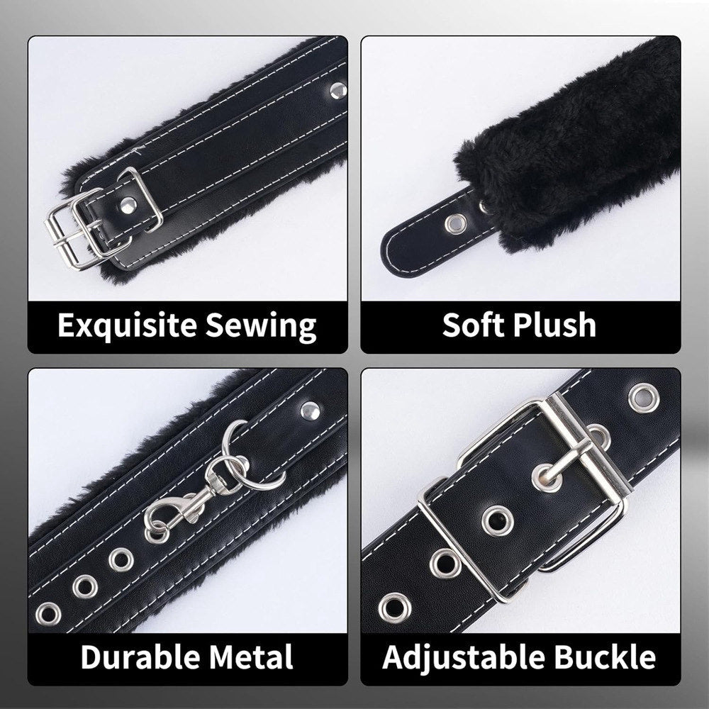 Xinghaoya Leather Bondage Cuffs with Nipple Clamps