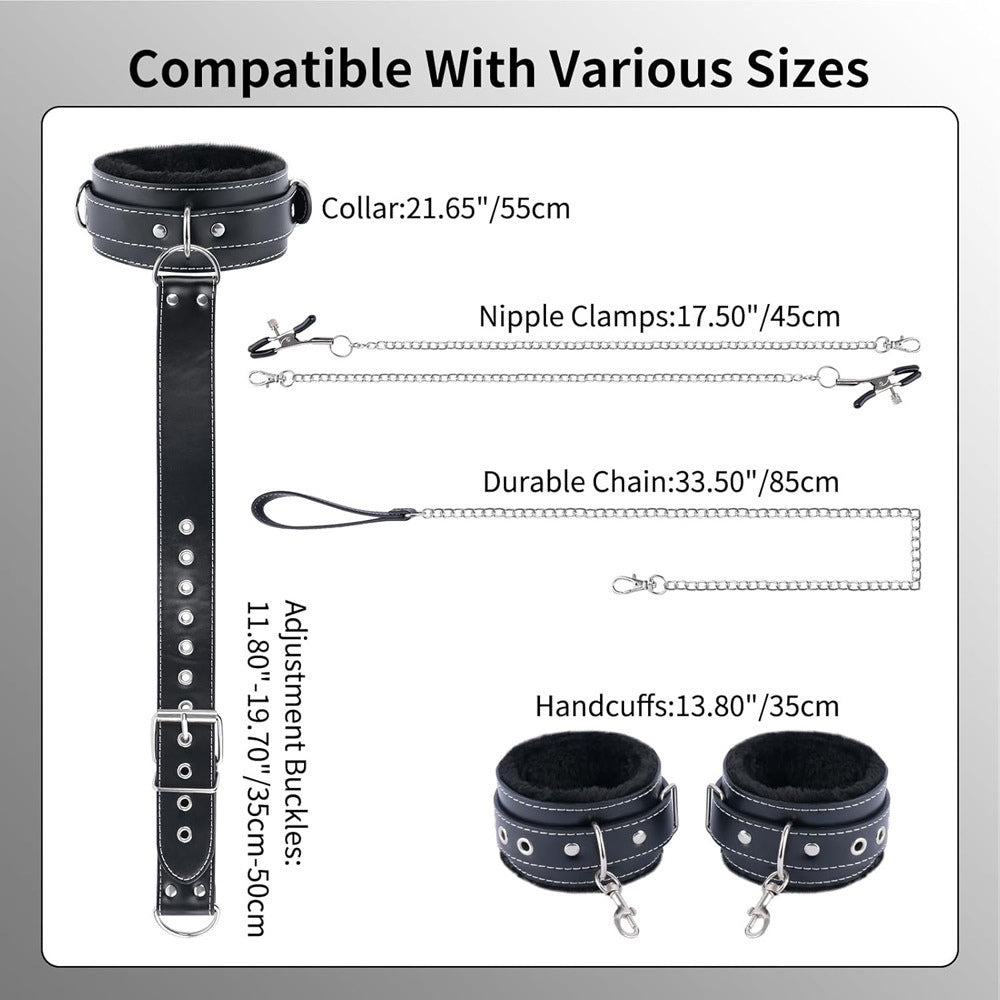 Xinghaoya Leather Bondage Cuffs with Nipple Clamps