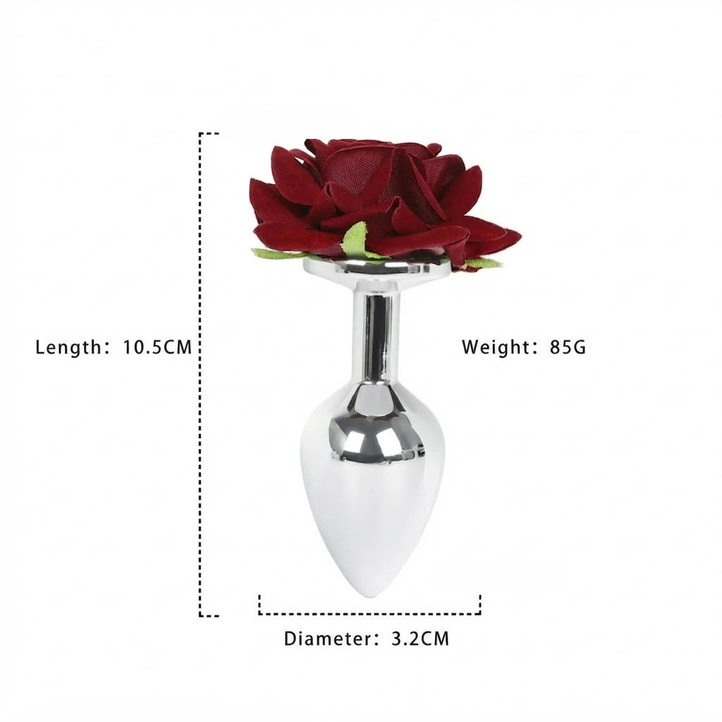 Anesidora Aluminum Rose Butt Plug & Clamps Teasing Set