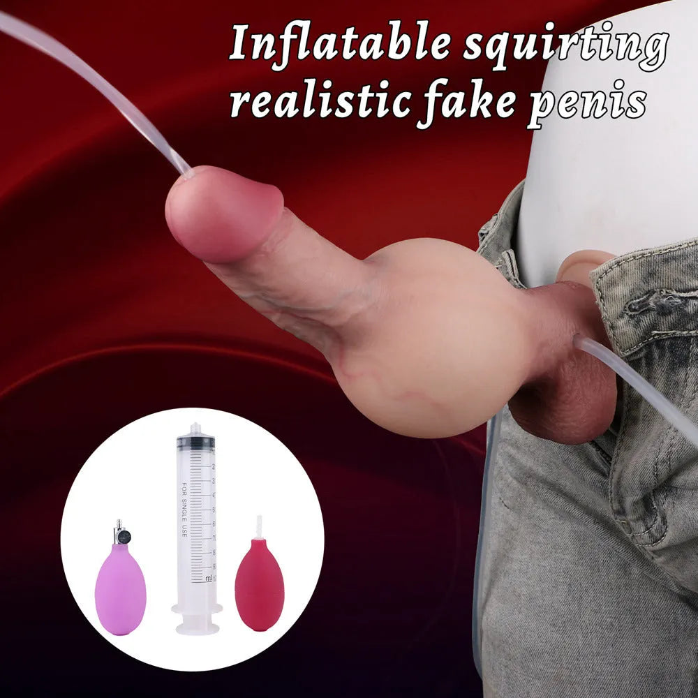 Silicone Inflatable Cum Shooting Dildo