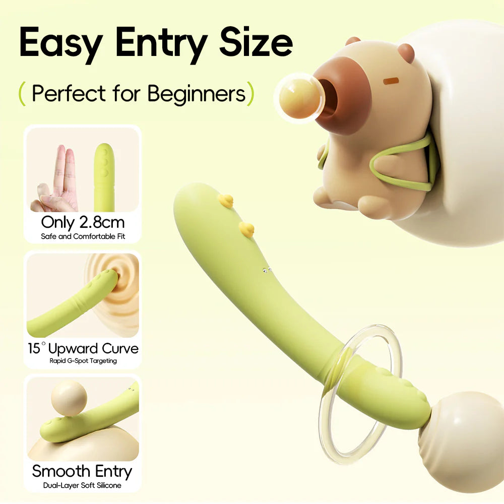 Cute Insertable Thrusting & Suction Stim Clit Vibe Detachable Vibrating Wand