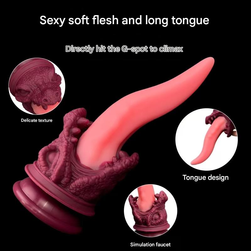 Dragon Tongue Dildo Realistic Pink Silicone