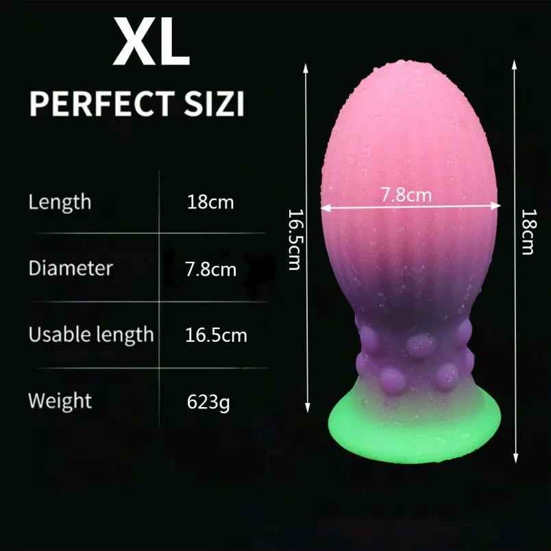 Glowing Silicone Fantasy Fist Dildo Butt Plug - Ruined Orgasm Anal Expansion BDSM Toys