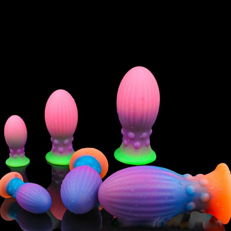 Glowing Silicone Fantasy Fist Dildo Butt Plug - Ruined Orgasm Anal Expansion BDSM Toys