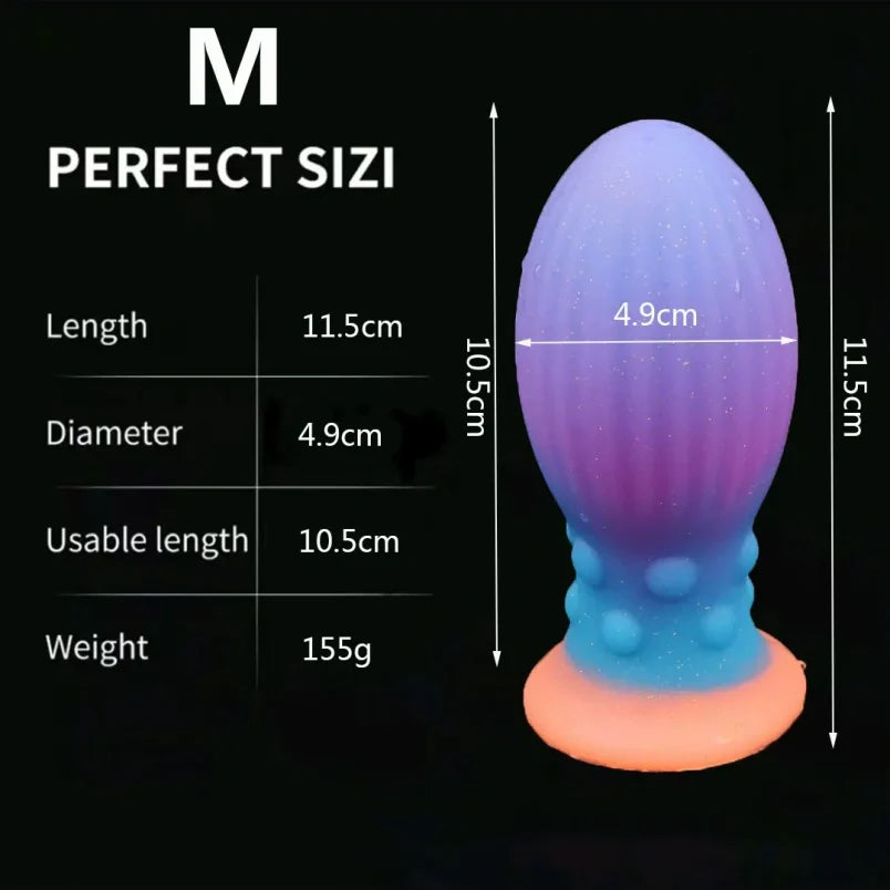 Glowing Silicone Fantasy Fist Dildo Butt Plug - Ruined Orgasm Anal Expansion BDSM Toys