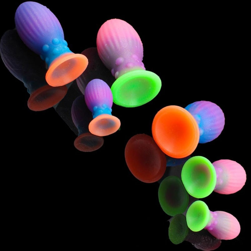 Glowing Silicone Fantasy Fist Dildo Butt Plug - Ruined Orgasm Anal Expansion BDSM Toys