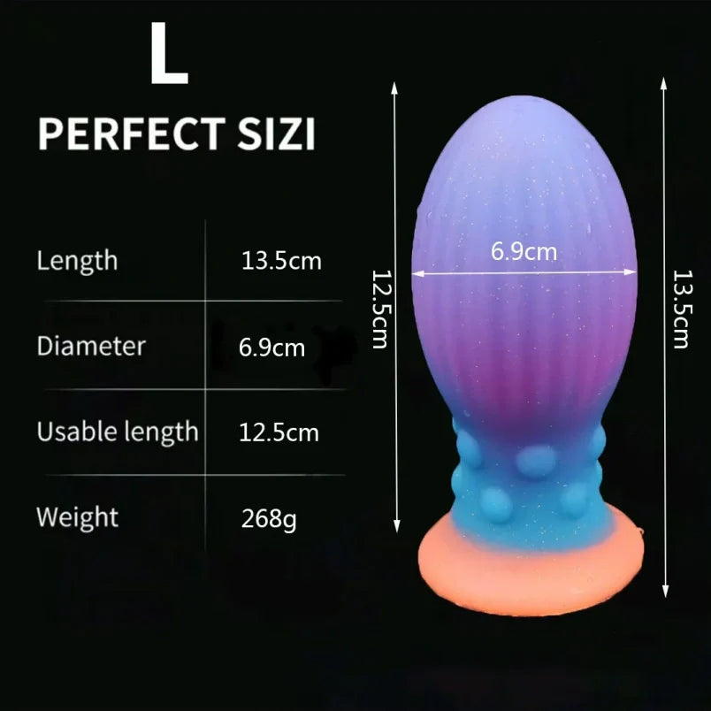 Glowing Silicone Fantasy Fist Dildo Butt Plug - Ruined Orgasm Anal Expansion BDSM Toys
