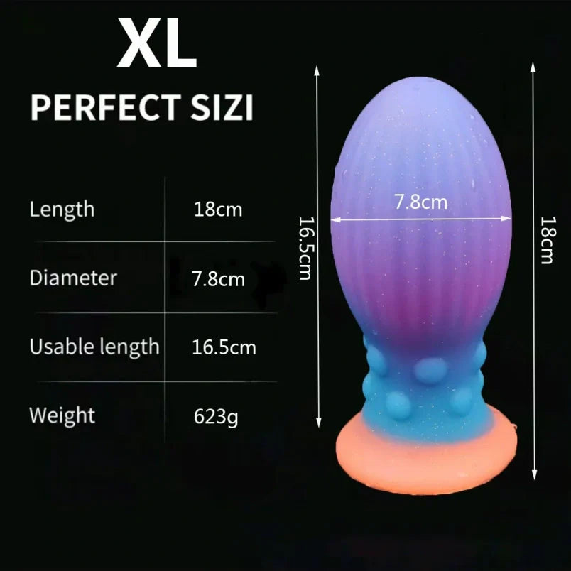 Glowing Silicone Fantasy Fist Dildo Butt Plug - Ruined Orgasm Anal Expansion BDSM Toys