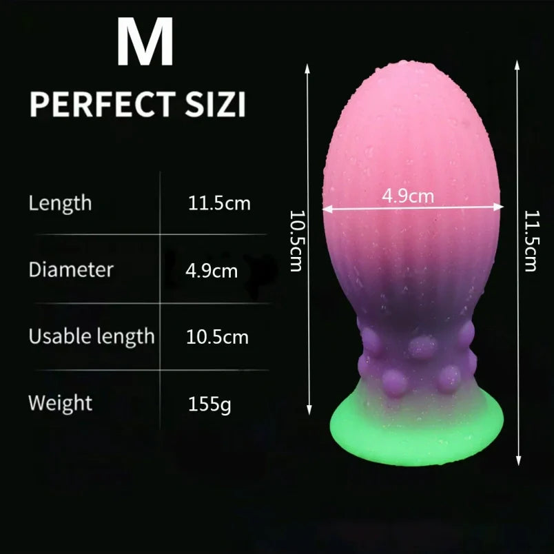 Glowing Silicone Fantasy Fist Dildo Butt Plug - Ruined Orgasm Anal Expansion BDSM Toys