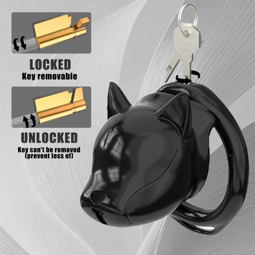Venusfun Dog Head Shaped Male Chastity Cage Set with Adjustable Waist Harness
