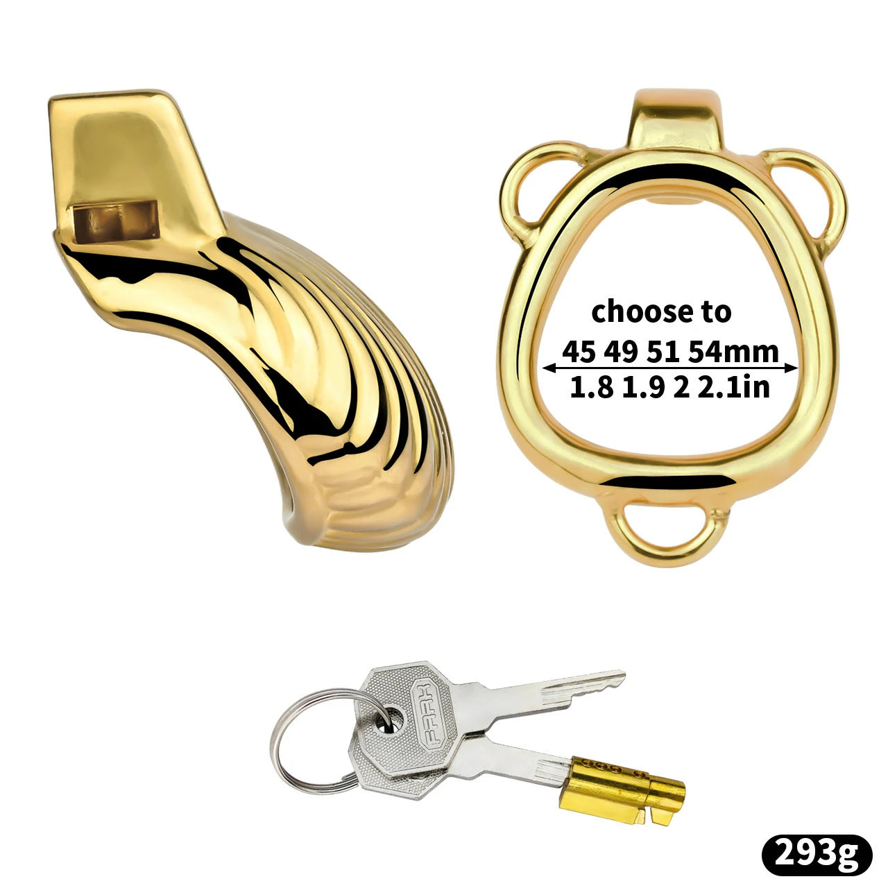 FRRK Metal Seashell Shape Chastity Lock (Optional Ring Sizes)
